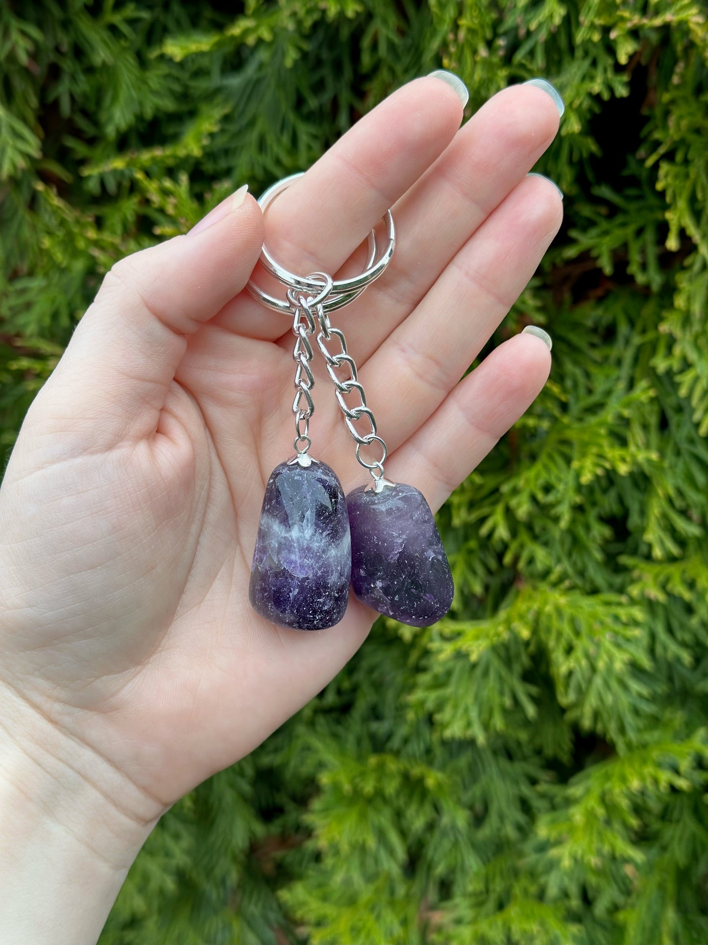 Amethyst Tumbled Stone Keyring