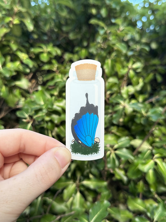 Butterfly wing in a glass jar sticker 